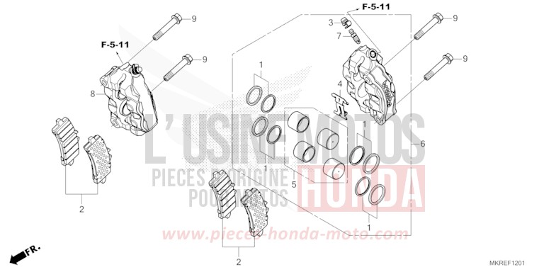 VORDERRAD-BREMSSATTEL (CBR1000SP) von CBR1000RR SP SP1 SP2 GRAND PRIX RED (R380) von 2024